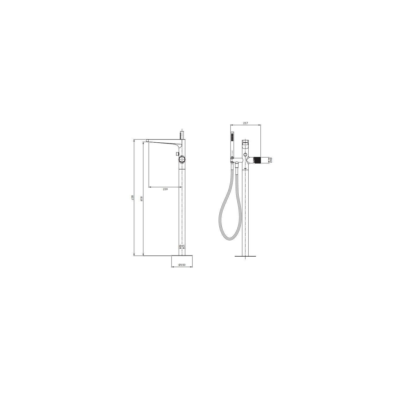 Bateria Wannowa Wolnostojąca Contour Antracyt CT8033AT Omnires Bateria Wannowa Wolnostojąca Contour Antracyt CT8033AT Omnires