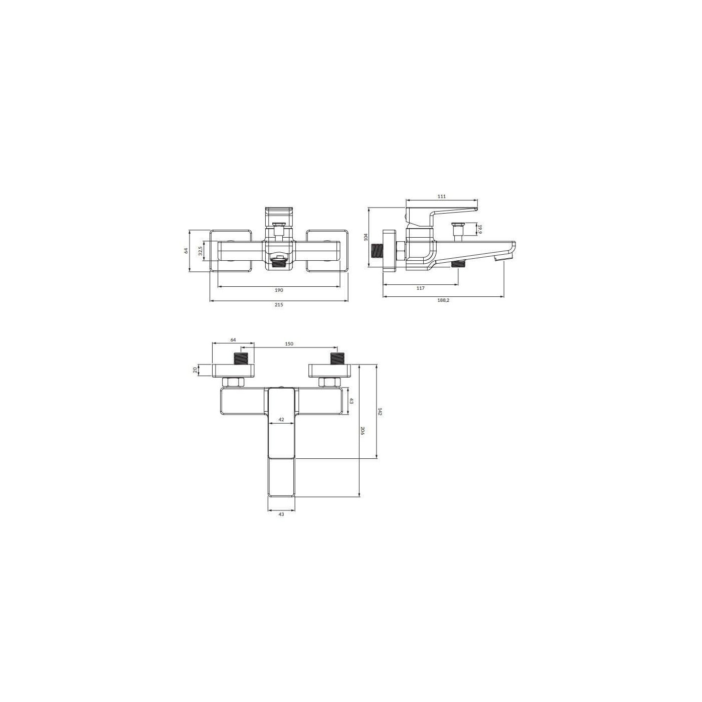 Bateria Wannowa Parma Czarny PM7430BL Omnires Bateria Wannowa Parma Czarny PM7430BL Omnires