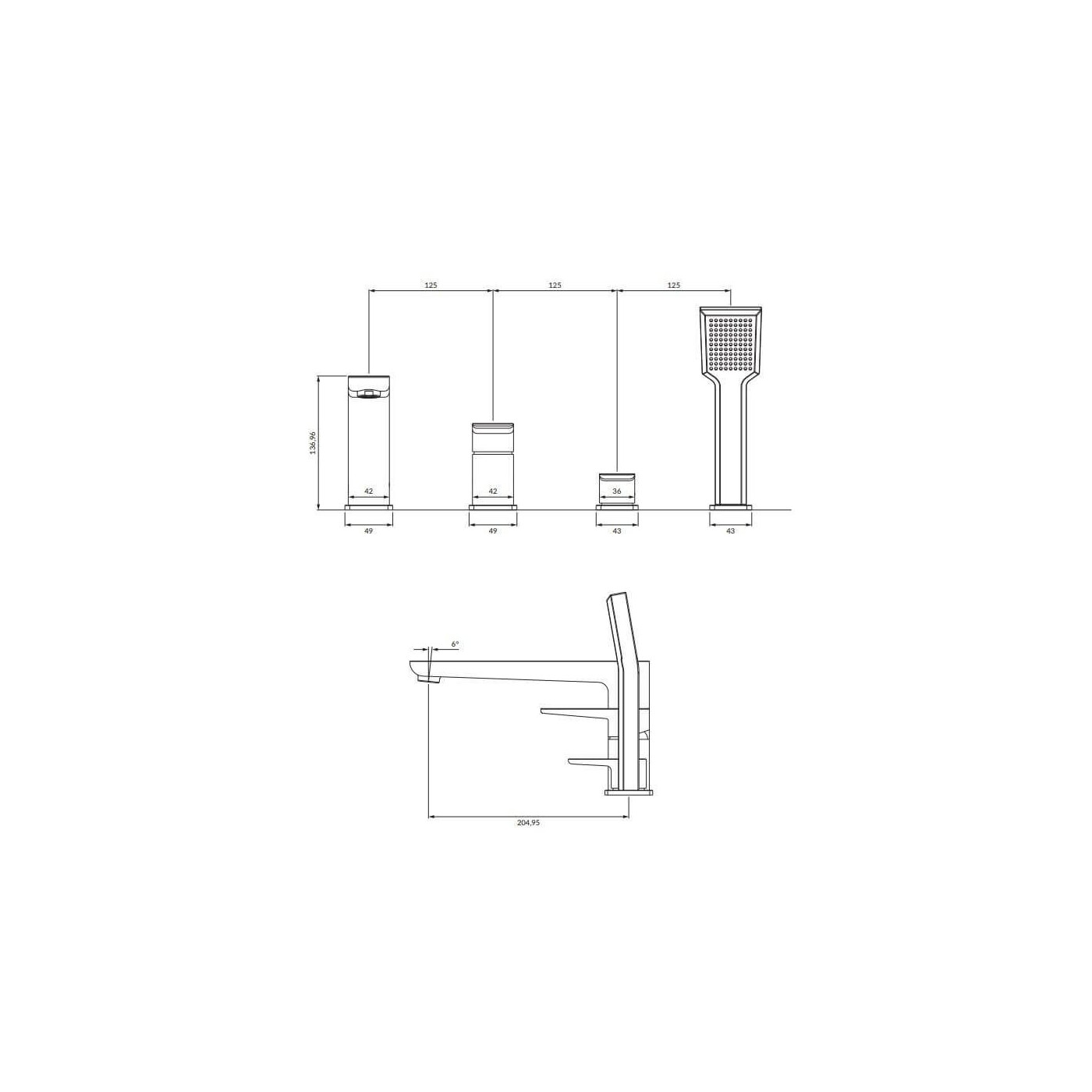 Bateria Wannowa 4-Otworowa Parma Chrom/Biały PM7432CRB Omnires Bateria Wannowa 4-Otworowa Parma Chrom/Biały PM7432CRB Omnires