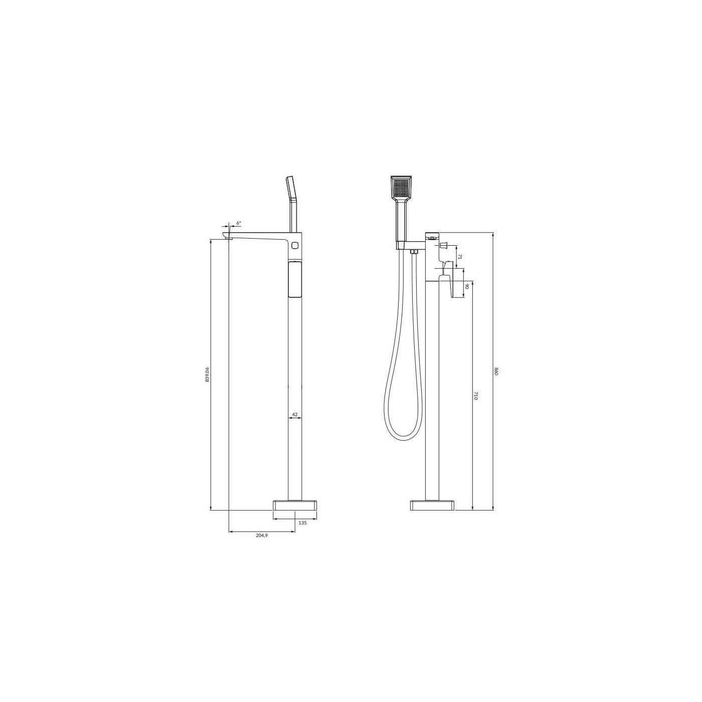Bateria Wannowa Wolnostojąca Parma Grafit PM7433GR Omnires Bateria Wannowa Wolnostojąca Parma Grafit PM7433GR Omnires