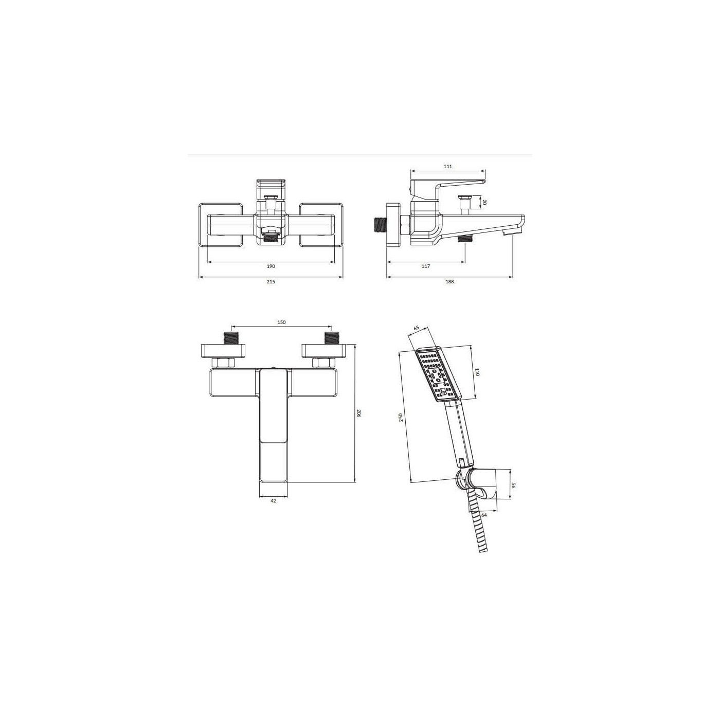 Bateria Wannowa Z Zestawem Prysznicowym Parma Nikiel PM7431IN Omnires Bateria Wannowa Z Zestawem Prysznicowym Parma Nikiel PM7431IN Omnires