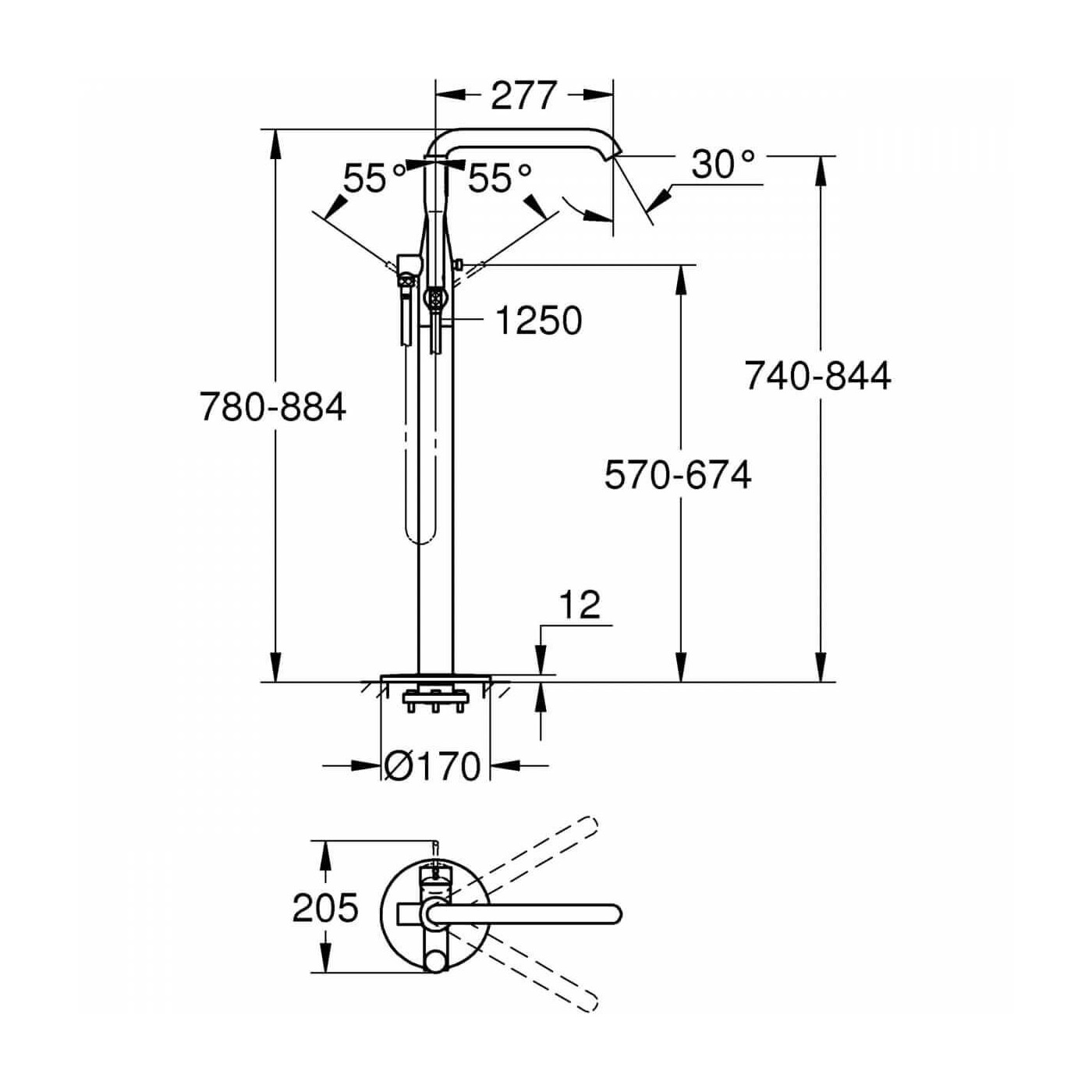 Bateria Wannowa Stojąca Essence 25248001 Grohe Bateria Wannowa Stojąca Essence 25248001 Grohe