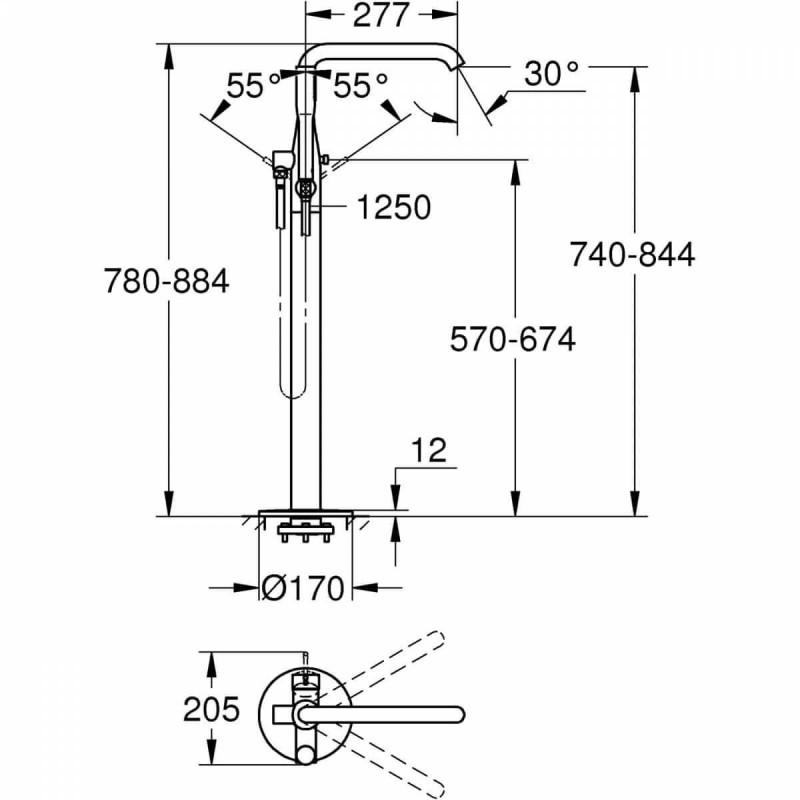 Bateria Wannowa Stojąca Essence 25248001 Grohe Bateria Wannowa Stojąca Essence 25248001 Grohe