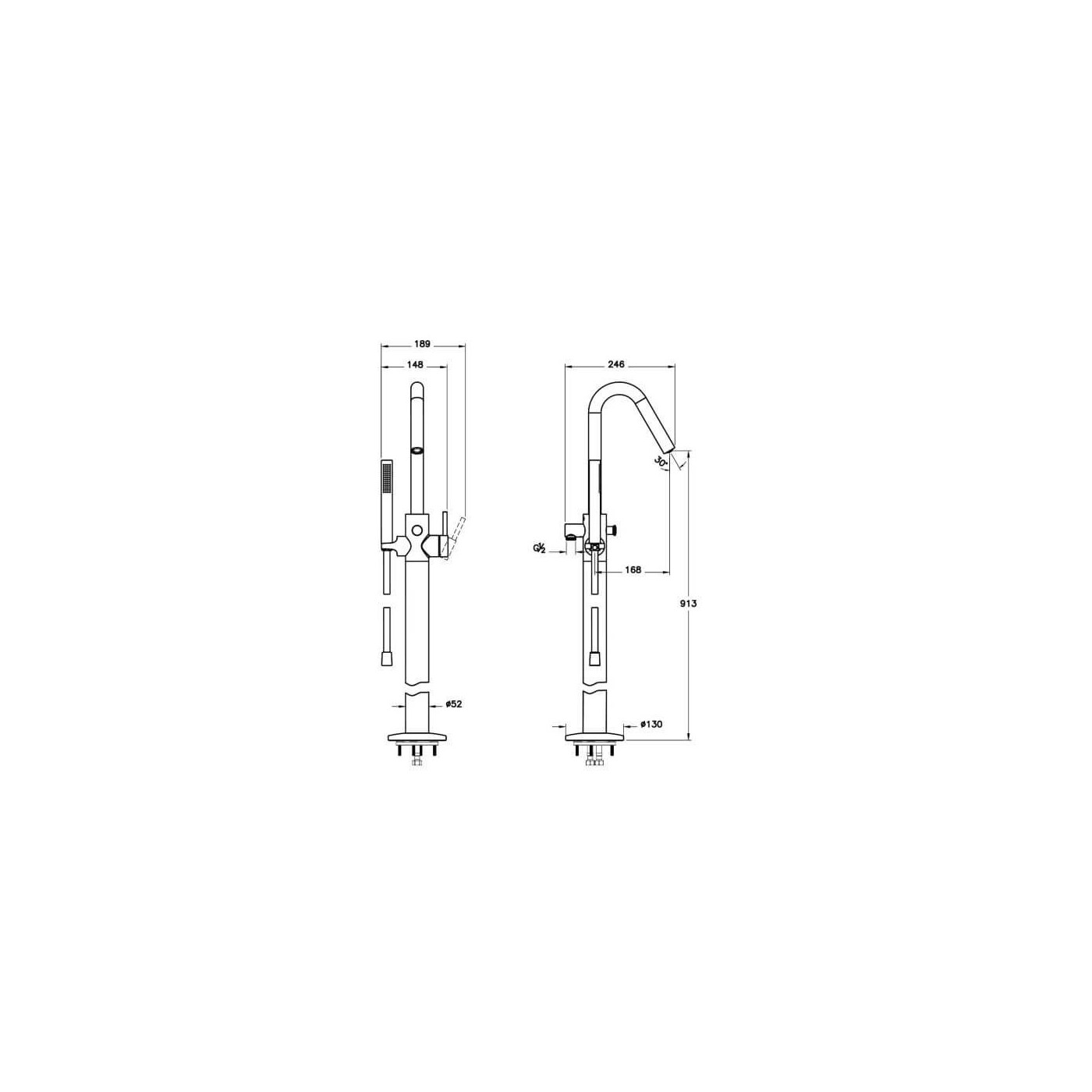 Bateria Wannowa Wolnostojąca Origin A4268126 Miedź Vitra Bateria Wannowa Wolnostojąca Origin A4268126 Miedź Vitra