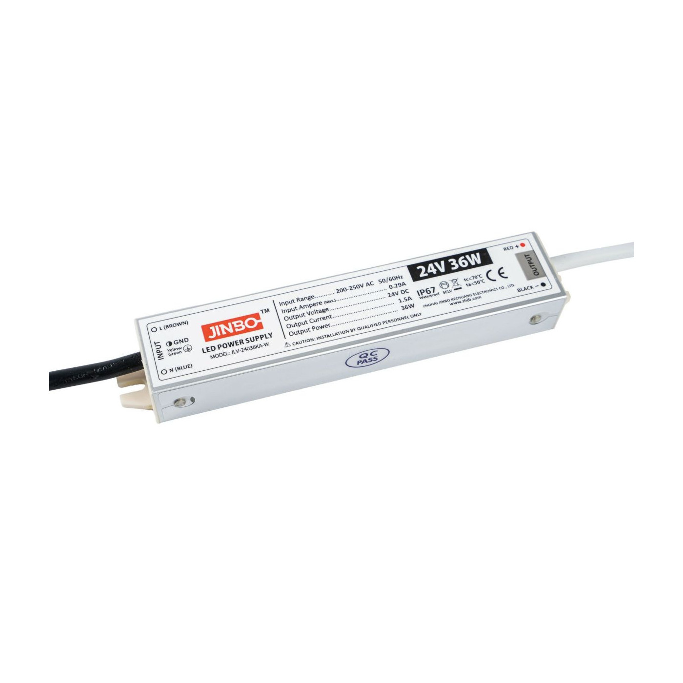 Zasilacz IP67 Do Taśmy LED - 24V 1.5A 36W Kingled Zasilacz IP67 Do Taśmy LED - 24V 1.5A 36W Kingled