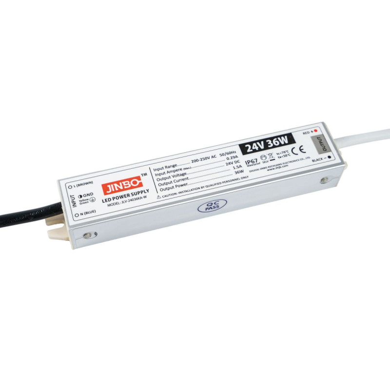 Zasilacz IP67 Do Taśmy LED - 24V 1.5A 36W Kingled Zasilacz IP67 Do Taśmy LED - 24V 1.5A 36W Kingled