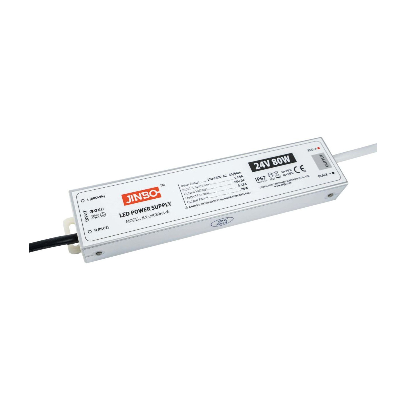 Zasilacz IP67 Do Taśmy LED - 24V 3,33A 80W Kingled Zasilacz IP67 Do Taśmy LED - 24V 3,33A 80W Kingled
