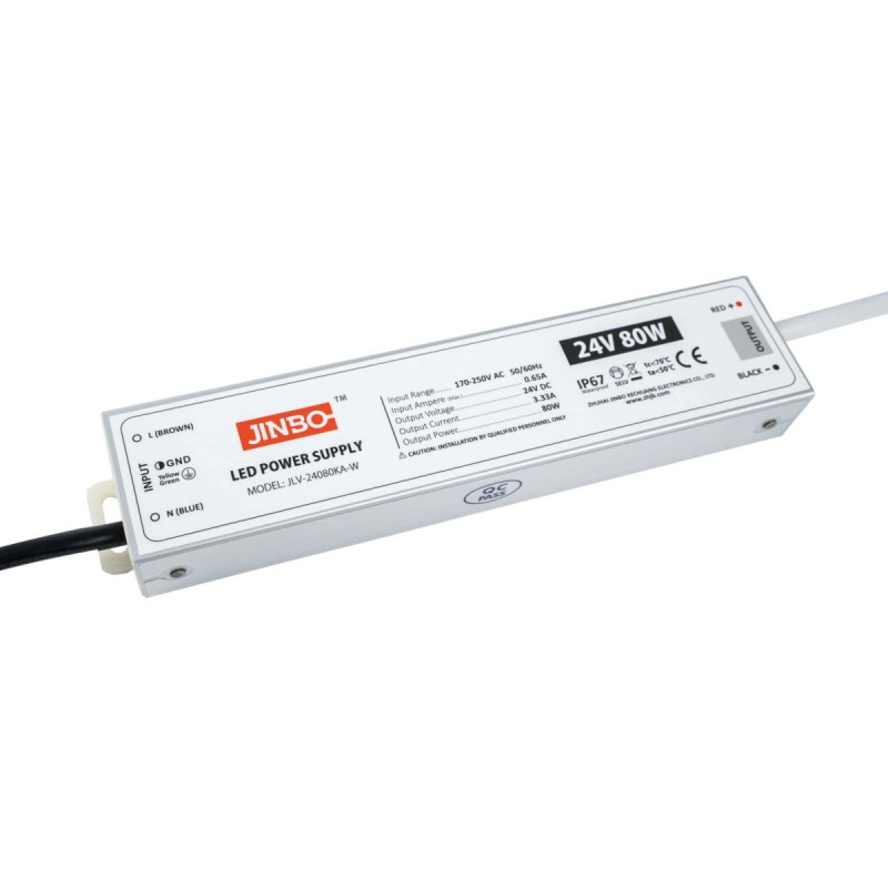 Zasilacz IP67 Do Taśmy LED - 24V 3,33A 80W Kingled Zasilacz IP67 Do Taśmy LED - 24V 3,33A 80W Kingled