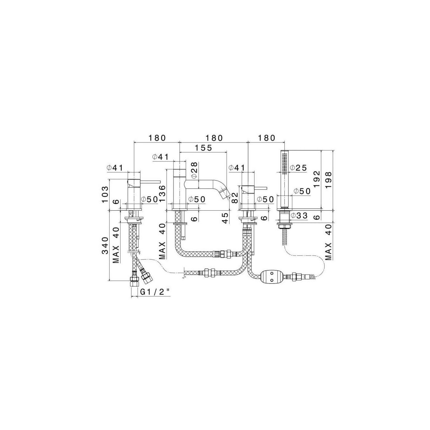 Bateria Wannowa 4-Otworowa Maira Czarny Mat V27150 Trend Bateria Wannowa 4-Otworowa Maira Czarny Mat V27150 Trend