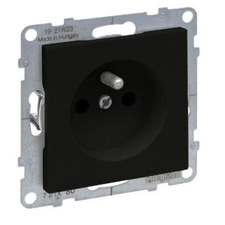 Gniazdo 2P+Z z Przesłoną - 16 A - 250 V~ - Zaciski Automatyczne Czarny Suno 721480 Legrand