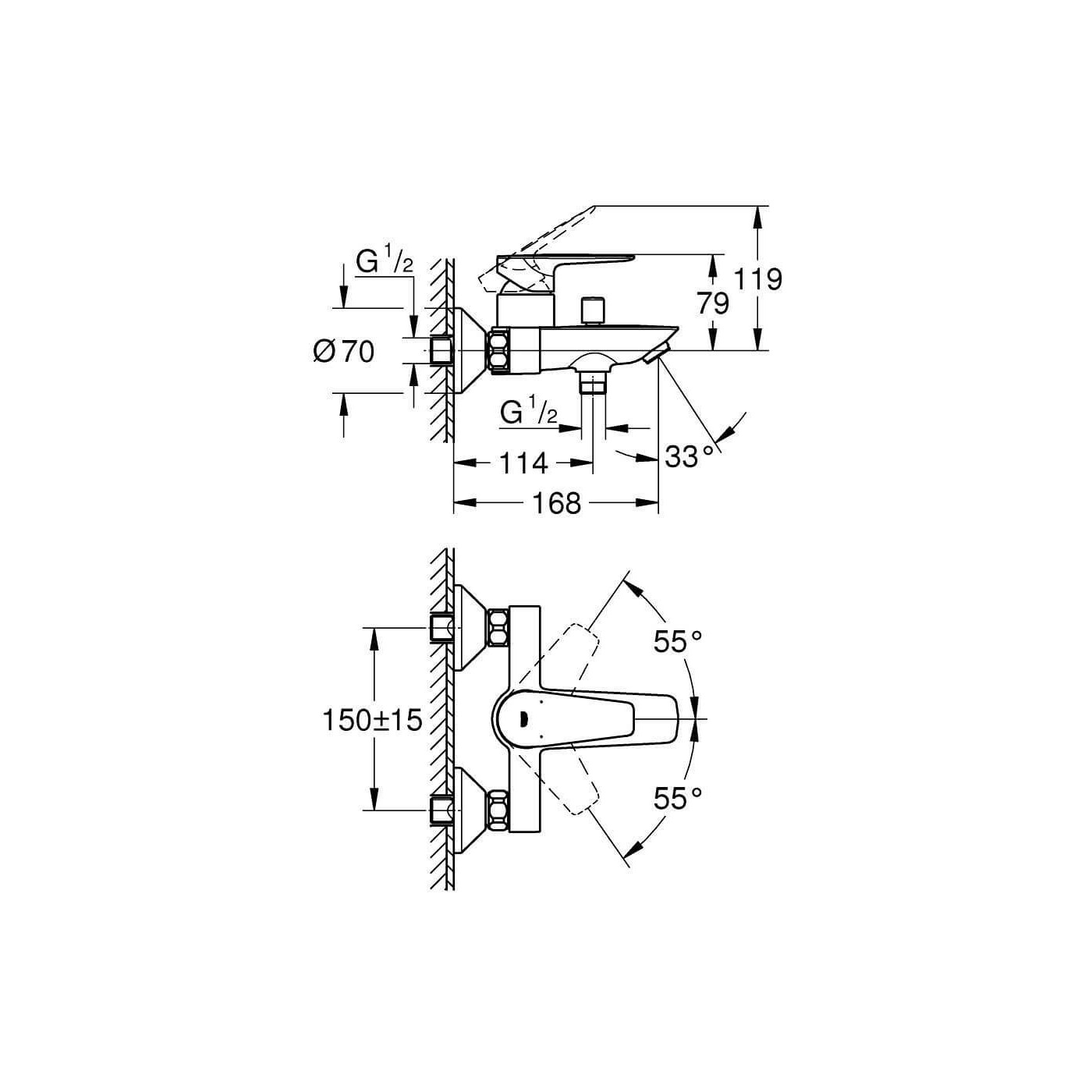 Bateria Wannowa Bauedge Chrom 23604001 Grohe Bateria Wannowa Bauedge Chrom 23604001 Grohe