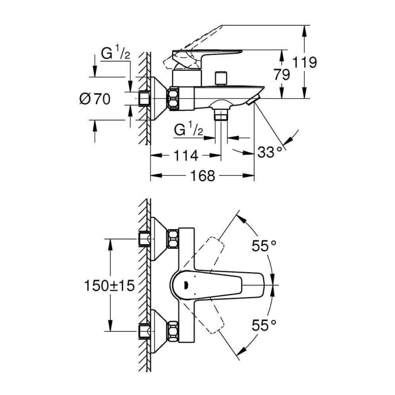 Bateria Wannowa Bauedge Chrom 23604001 Grohe Bateria Wannowa Bauedge Chrom 23604001 Grohe