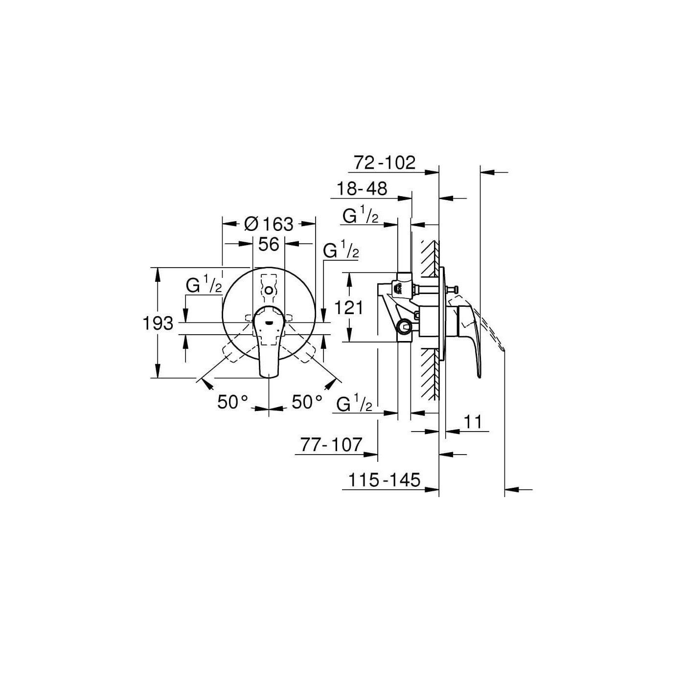 Bateria Wannowa Eurosmart 33305003 Grohe Bateria Wannowa Eurosmart 33305003 Grohe