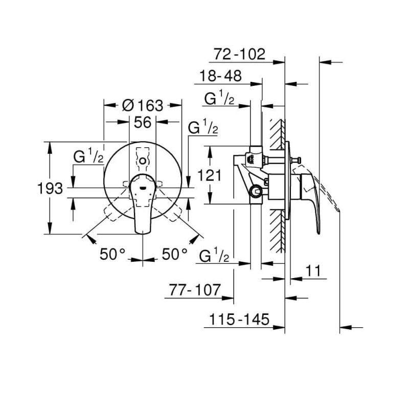 Bateria Wannowa Eurosmart 33305003 Grohe Bateria Wannowa Eurosmart 33305003 Grohe