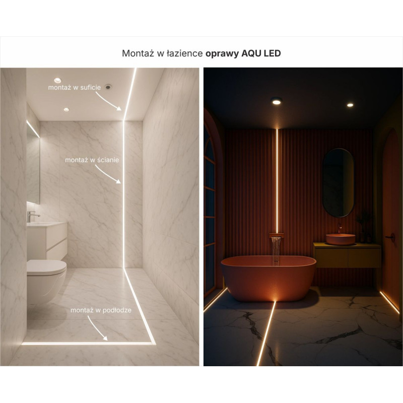 Oprawa LED Łazienkowa AQU Czarna IP68 100 cm 3000K Kingled Oprawa LED Łazienkowa AQU Czarna IP68 100 cm 3000K Kingled