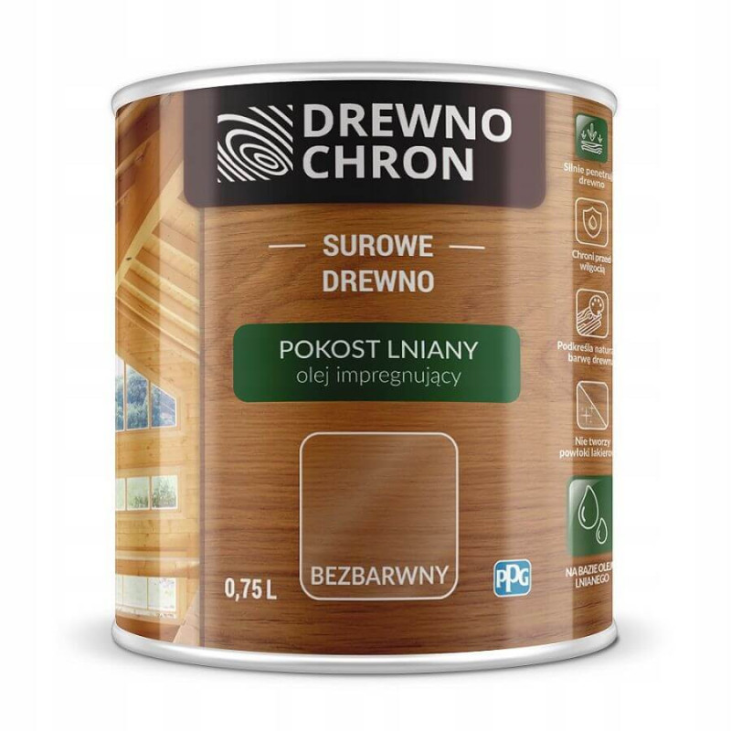 Pokost Lniany Olej Impregnujący Bezbarwny Półmat 0.75L Drewnochron Pokost Lniany Olej Impregnujący Bezbarwny Półmat 0.75L Drewnochron