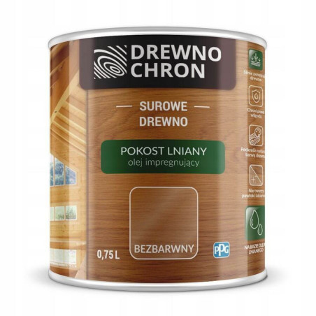 Pokost Lniany Olej Impregnujący Bezbarwny Półmat 0.75L Drewnochron
