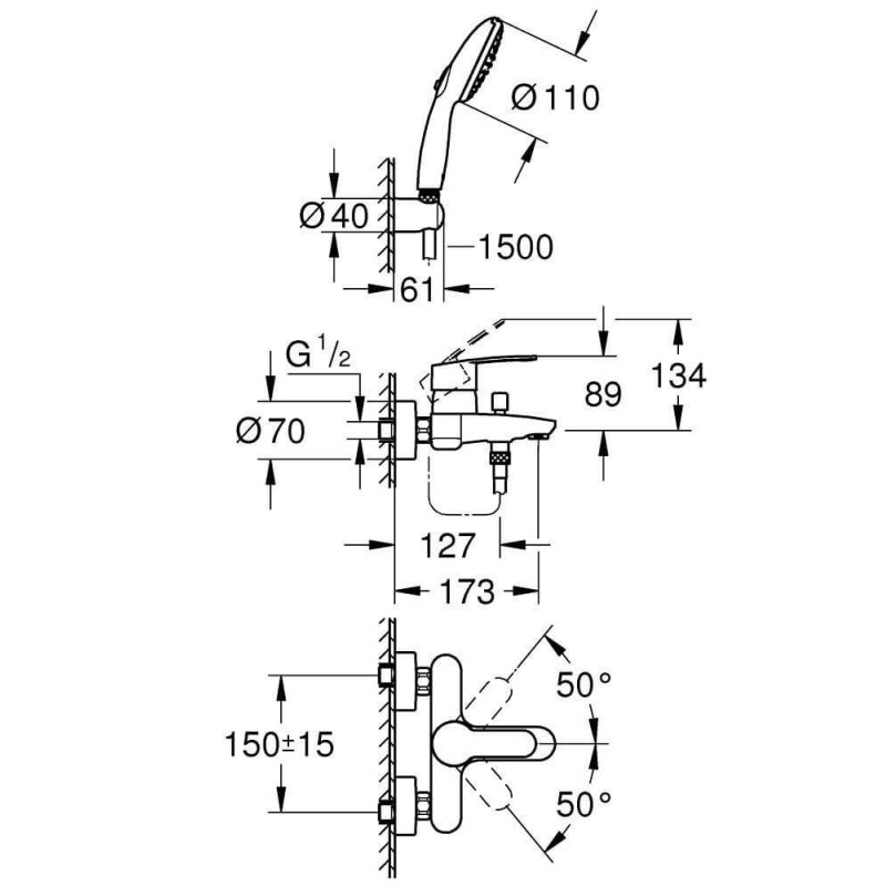 Bateria Wannowa Cosmopolitan Chrom 25275002 Grohe Bateria Wannowa Cosmopolitan Chrom 25275002 Grohe