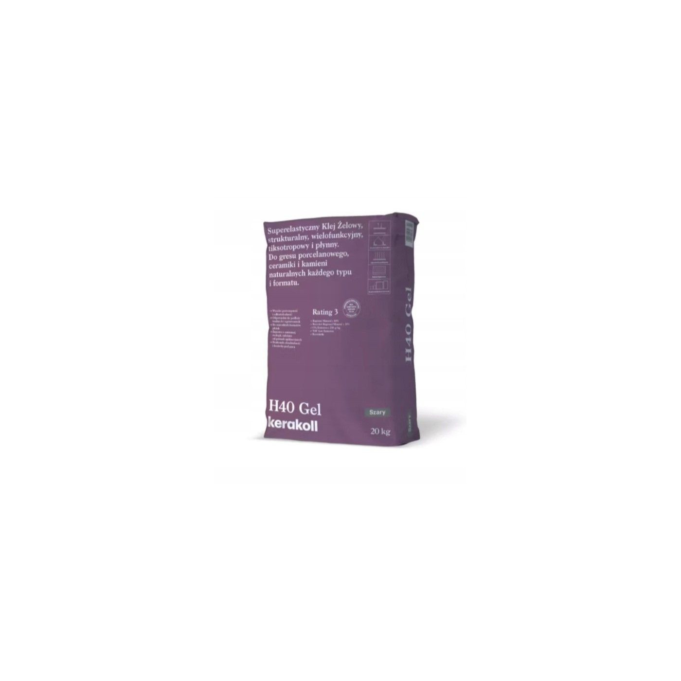 Klej Żelowy Superelastyczny H40 C2TES1 Szary 20Kg Kerakoll Klej Żelowy Superelastyczny H40 C2TES1 Szary 20Kg Kerakoll