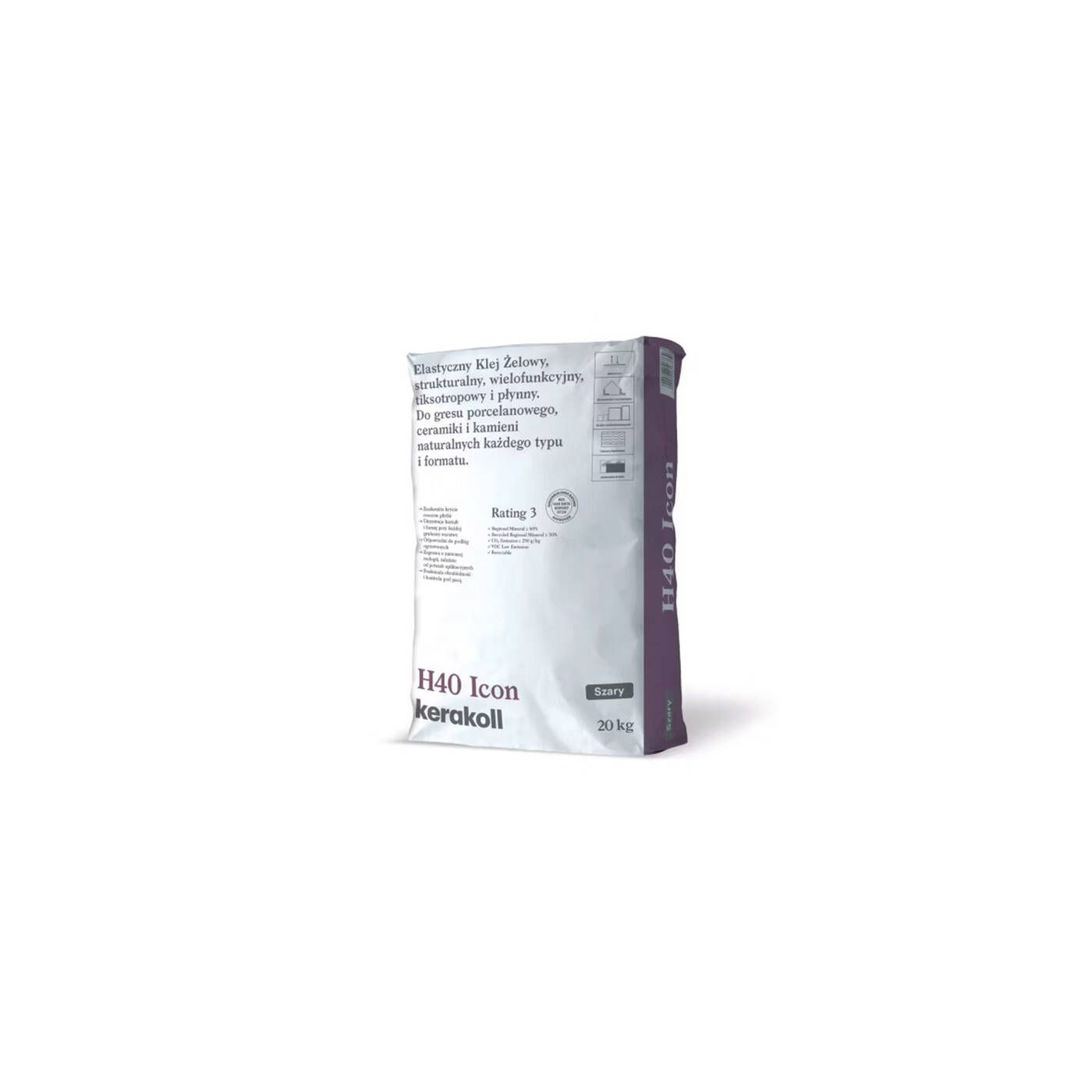 Klej żelowy H40 Icon C2TE Szary 20kg Kerakoll Klej żelowy H40 Icon C2TE Szary 20kg Kerakoll