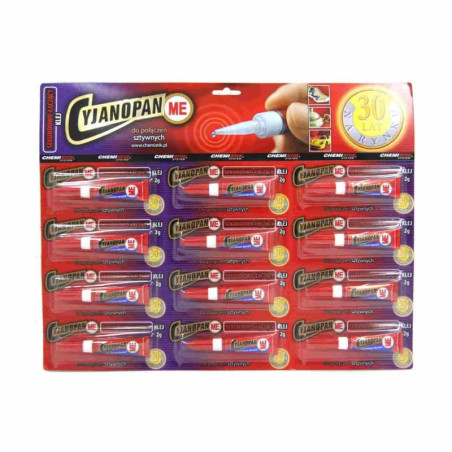 Klej błyskawiczny Cyjanopan M do połączeń sztywnych 12 Szt.