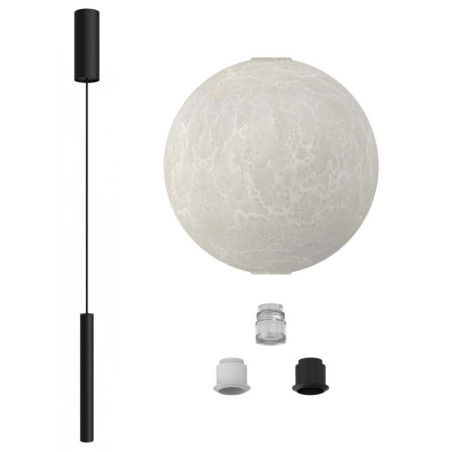 Lampa Wisząca Pipe Slim LED Czarna Z Kloszem Mrożonym C3986100N+K0008240HW ACB