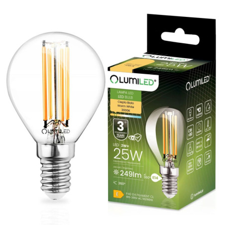 Żarówka LED E14 Kulka P45 2W 249lm 3000K Ciepła 360° Lumiled