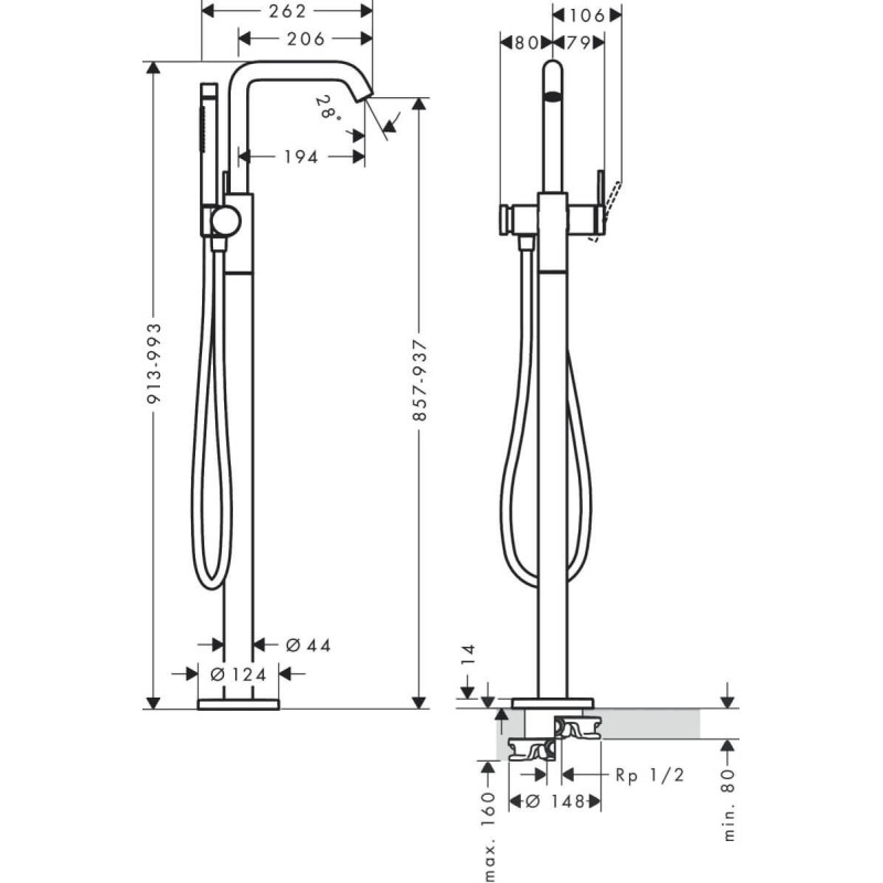 Bateria Wannowa Tecturis S Biały Mat 73440700 Hansgrohe Bateria Wannowa Tecturis S Biały Mat 73440700 Hansgrohe