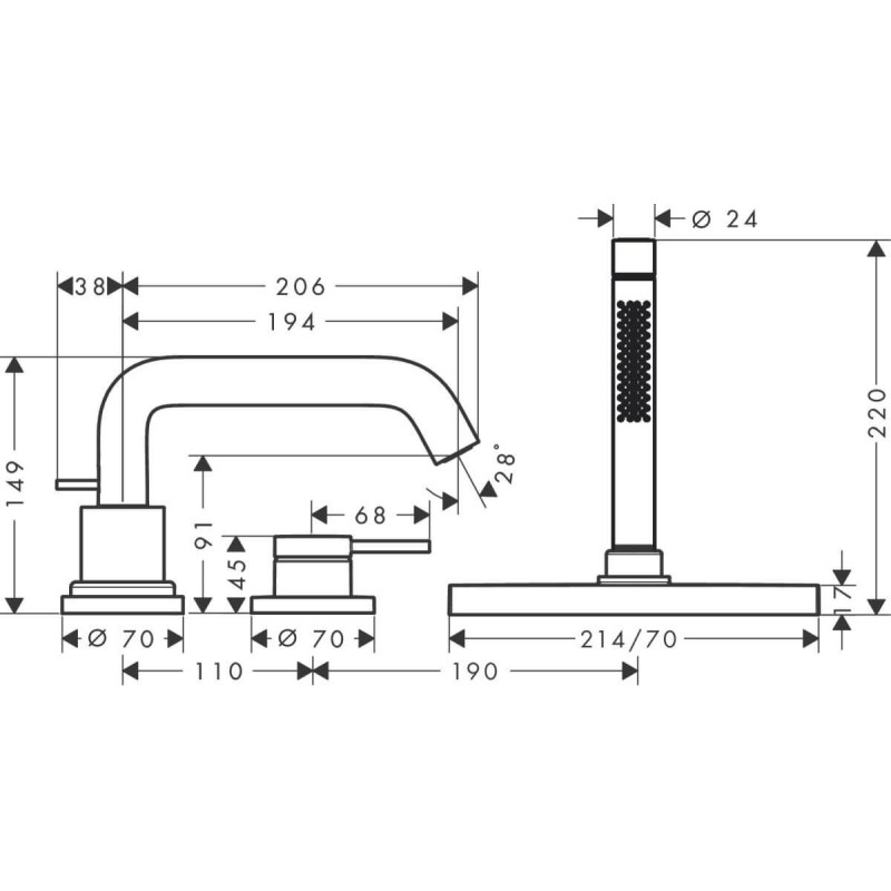 Bateria Wannowa Tecturis S Brąz Szczotkowany 73447140 Hansgrohe Bateria Wannowa Tecturis S Brąz Szczotkowany 73447140 Hansgrohe