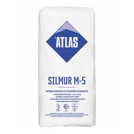 Zaprawa Murarska Do Elementów Silikatowych Silmur M5 Biały 25Kg Atlas