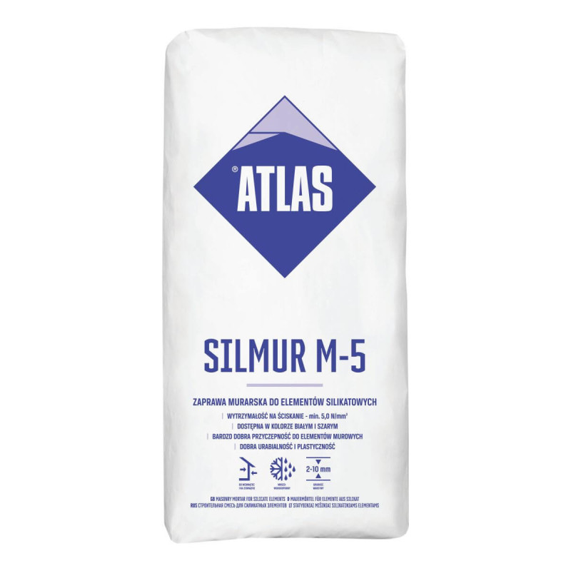 Zaprawa Murarska Do Elementów Silikatowych Silmur M5 Szary 25Kg Atlas Zaprawa Murarska Do Elementów Silikatowych Silmur M5 Szary 25Kg Atlas