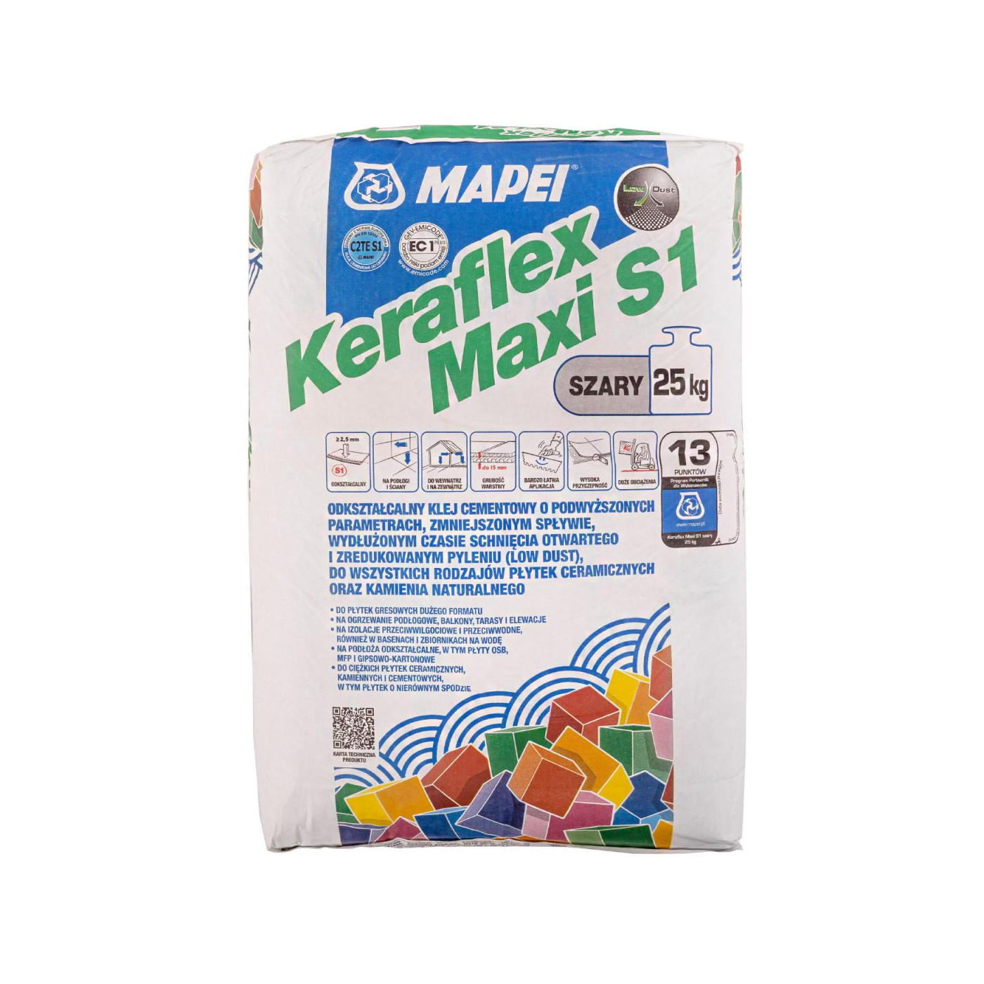 Klej Do Płytek Keraflex Maxi S1 Zero 25 kg Szary Mapei Klej Do Płytek Keraflex Maxi S1 Zero 25 kg Szary Mapei