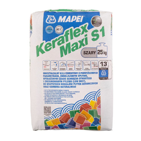 Klej Do Płytek Keraflex Maxi S1 Zero 25 kg Szary Mapei