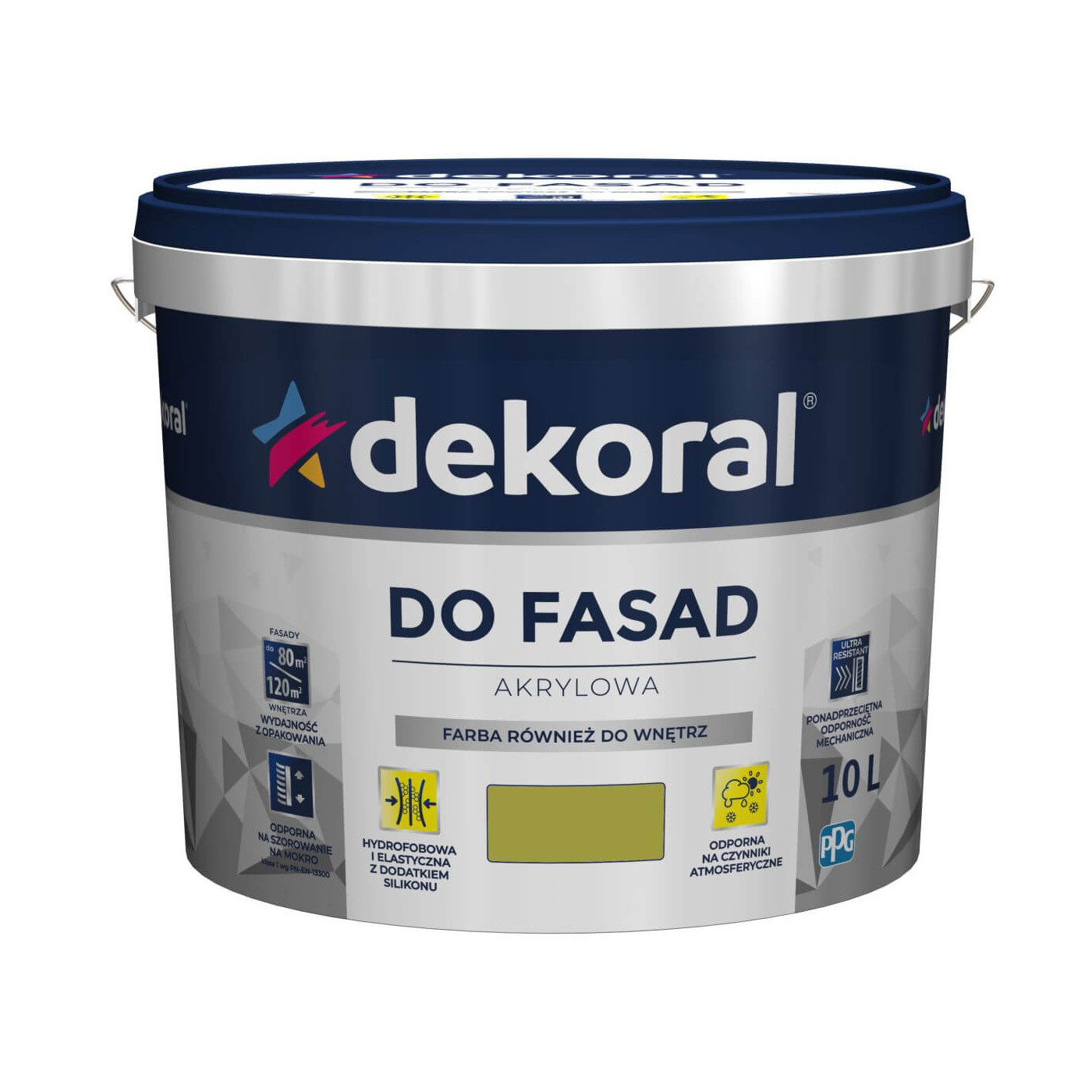 Farba Fasadowa Akrylowa Zielony Oliwkowy 10L Dekoral Farba Fasadowa Akrylowa Zielony Oliwkowy 10L Dekoral