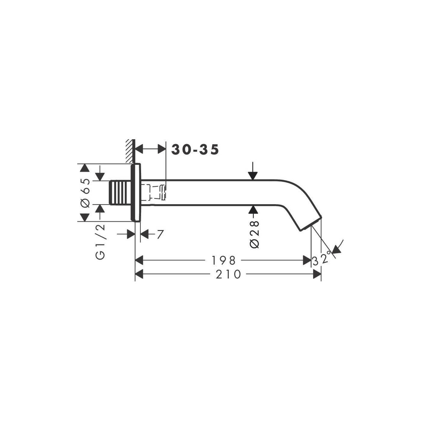 Wylewka Wannowa Tecturis S Biały Mat 73411700 Hansgrohe Wylewka Wannowa Tecturis S Biały Mat 73411700 Hansgrohe