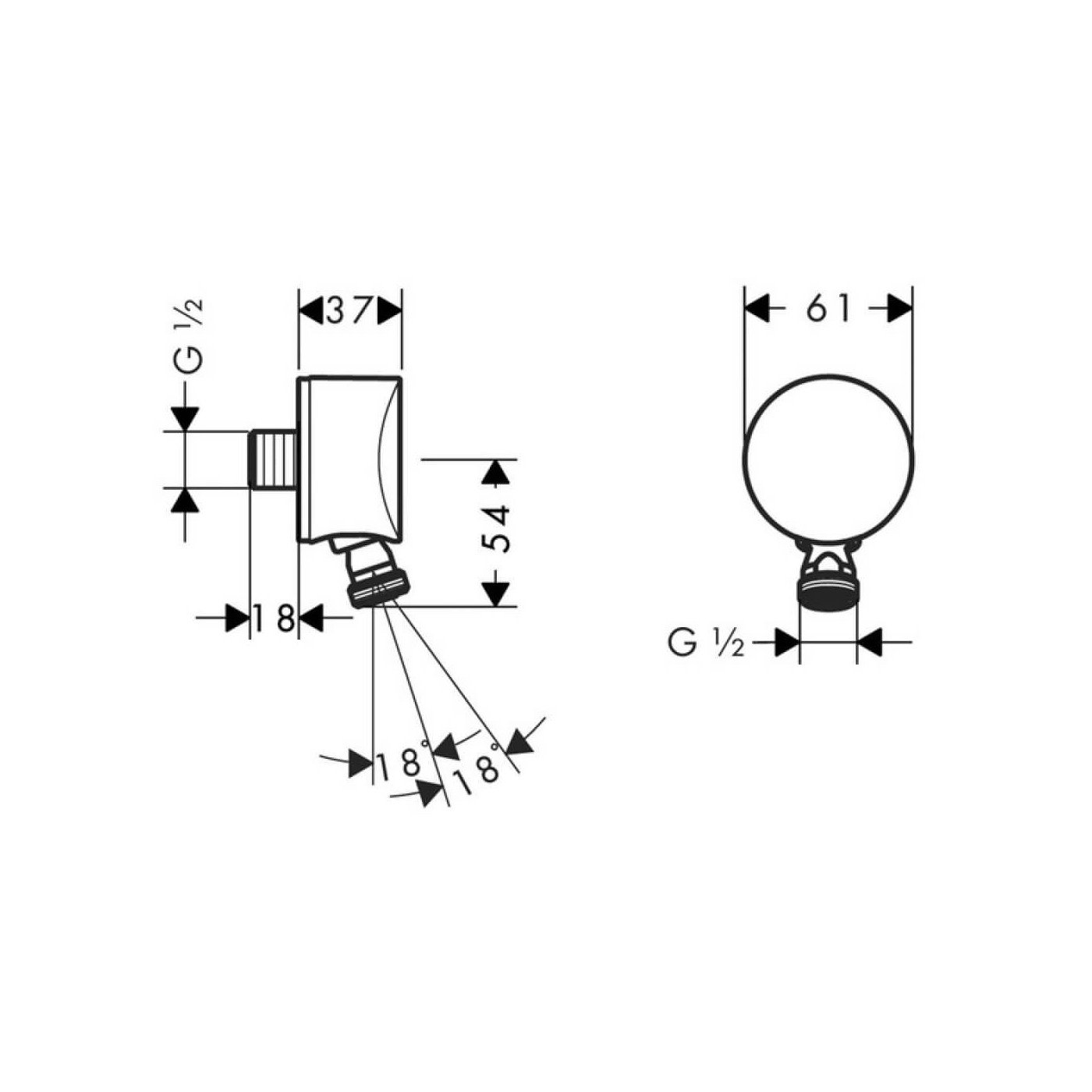 Przyłącze Węża Z Przegubem Kulowym 27506000 Hansgrohe Przyłącze Węża Z Przegubem Kulowym 27506000 Hansgrohe