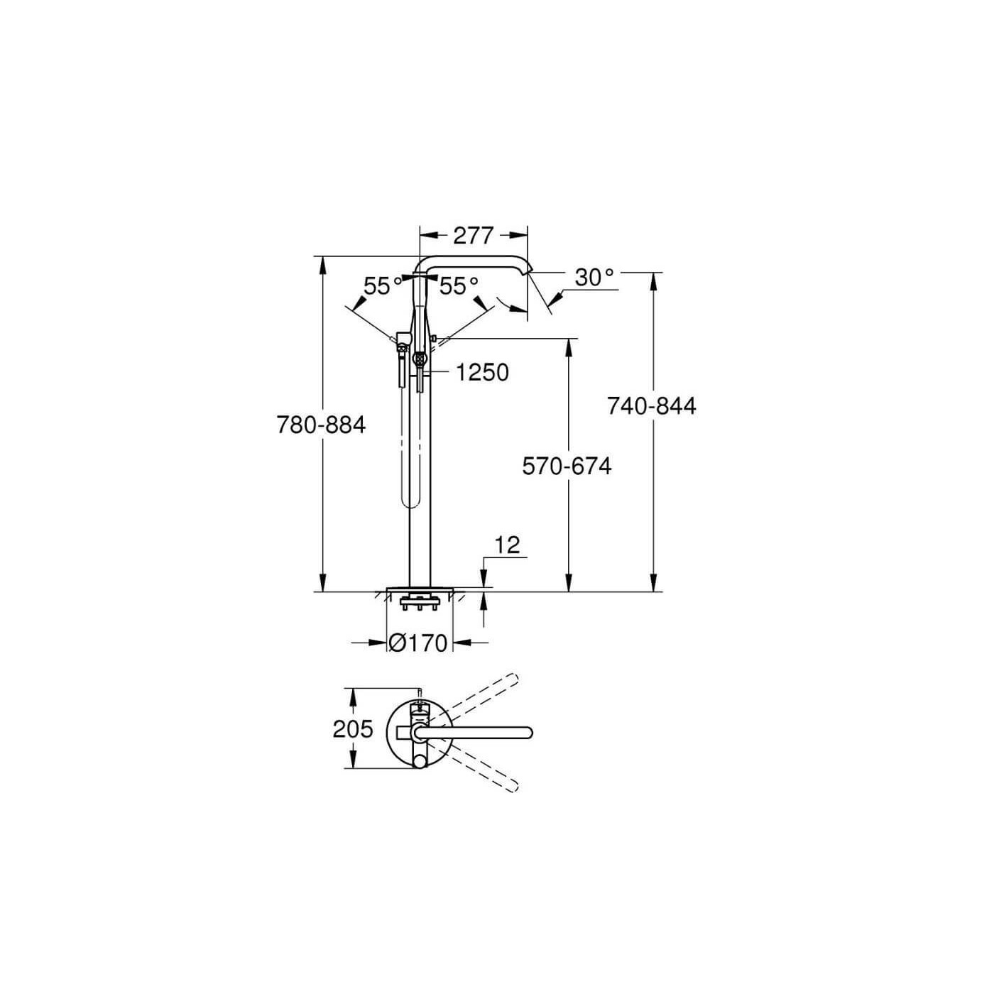 Bateria Wannowa Wolnostojąca Essence Phantom Black 25248KF1 Grohe Bateria Wannowa Wolnostojąca Essence Phantom Black 25248KF1 Grohe