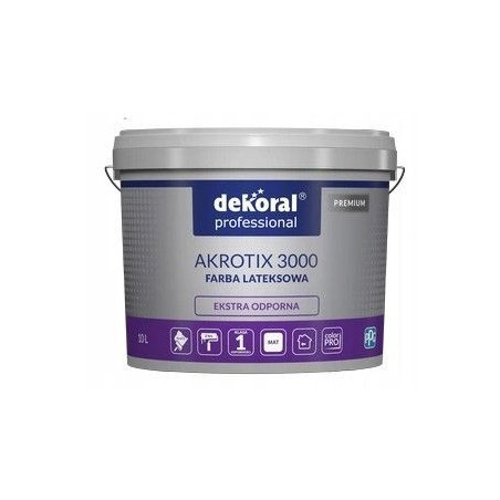Farba Lateksowa Professional Akrotix 3000 AG+ 10L Biała Dekoral