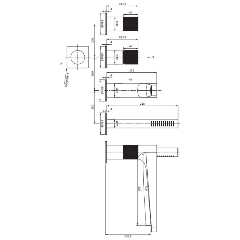 Bateria Wannowa Contour Miedź Szczotkowana CT8032CPB Omnires Bateria Wannowa Contour Miedź Szczotkowana CT8032CPB Omnires