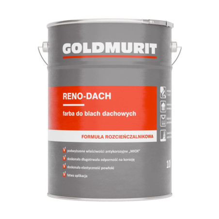 Reno-Dach Farba Do Blach Dachowych Czarny - Formuła Rozcieńczalnikowa 9005 10L Goldmurit