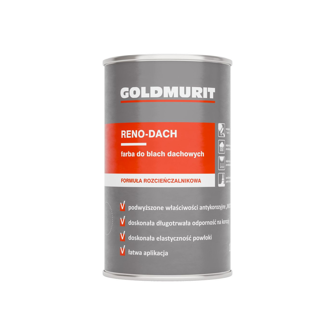 Reno-Dach Farba Do Blach Dachowych Czarny - Formuła Rozcieńczalnikowa 9005 1L Goldmurit Reno-Dach Farba Do Blach Dachowych Czarny - Formuła Rozcieńczalnikowa 9005 1L Goldmurit
