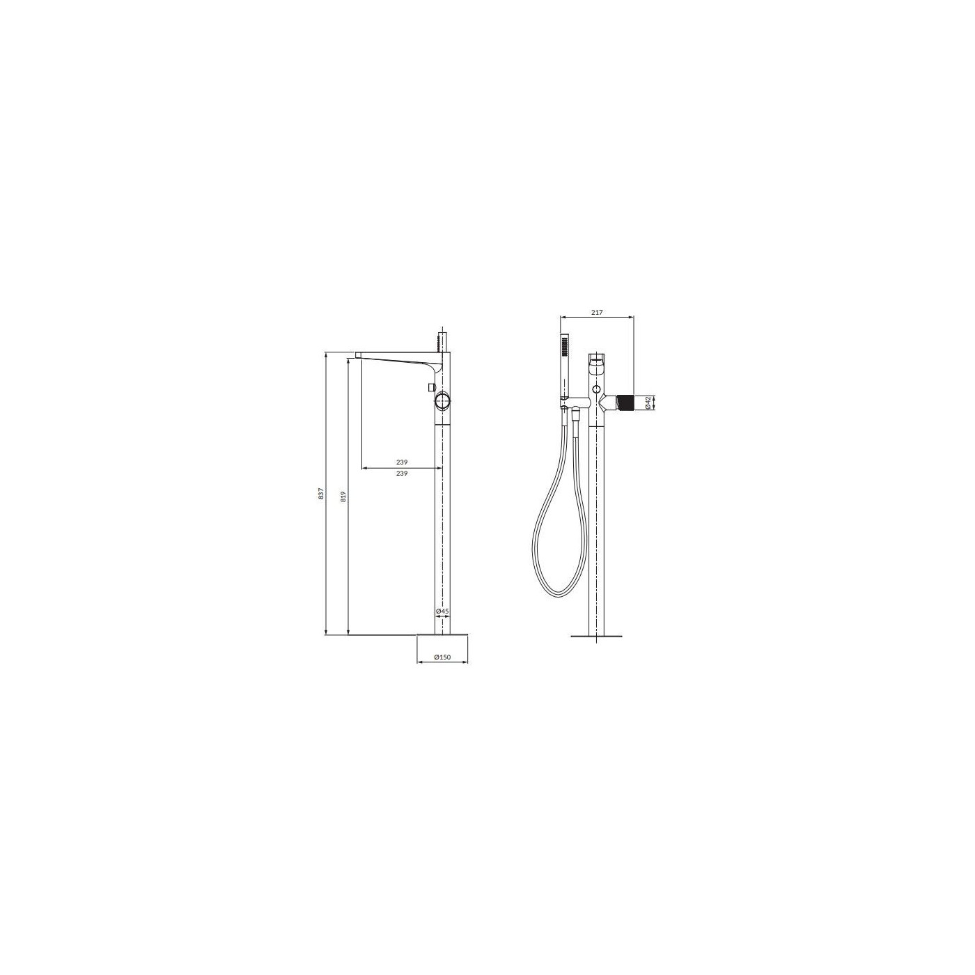 Bateria Wannowa Contour Miedź Szczotkowana CT8033CPB Omnires Bateria Wannowa Contour Miedź Szczotkowana CT8033CPB Omnires
