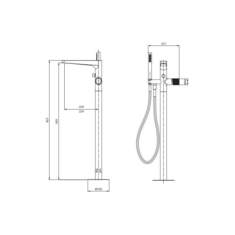 Bateria Wannowa Contour Miedź Szczotkowana CT8033CPB Omnires Bateria Wannowa Contour Miedź Szczotkowana CT8033CPB Omnires