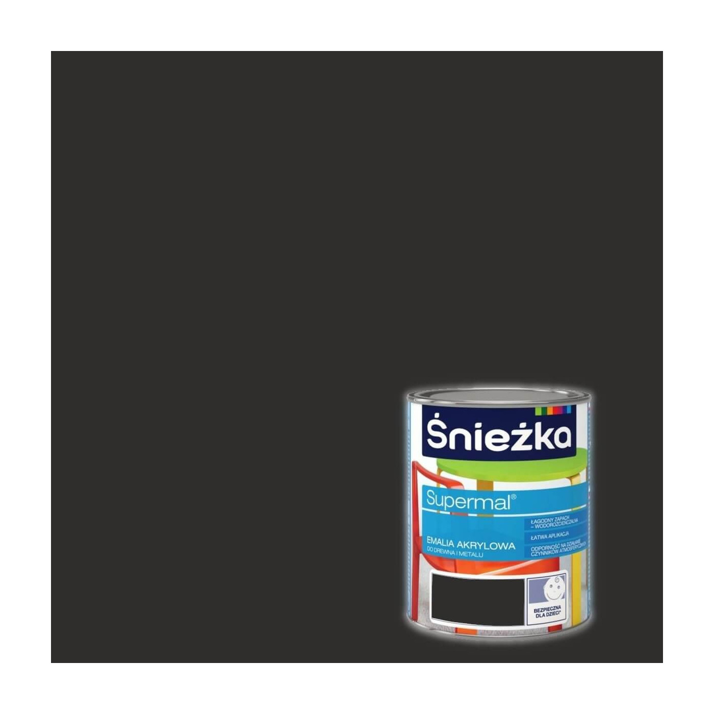 Emalia Akrylowa Supermal A501 Czarny 0,4L Mat Śnieżka Emalia Akrylowa Supermal A501 Czarny 0,4L Mat Śnieżka