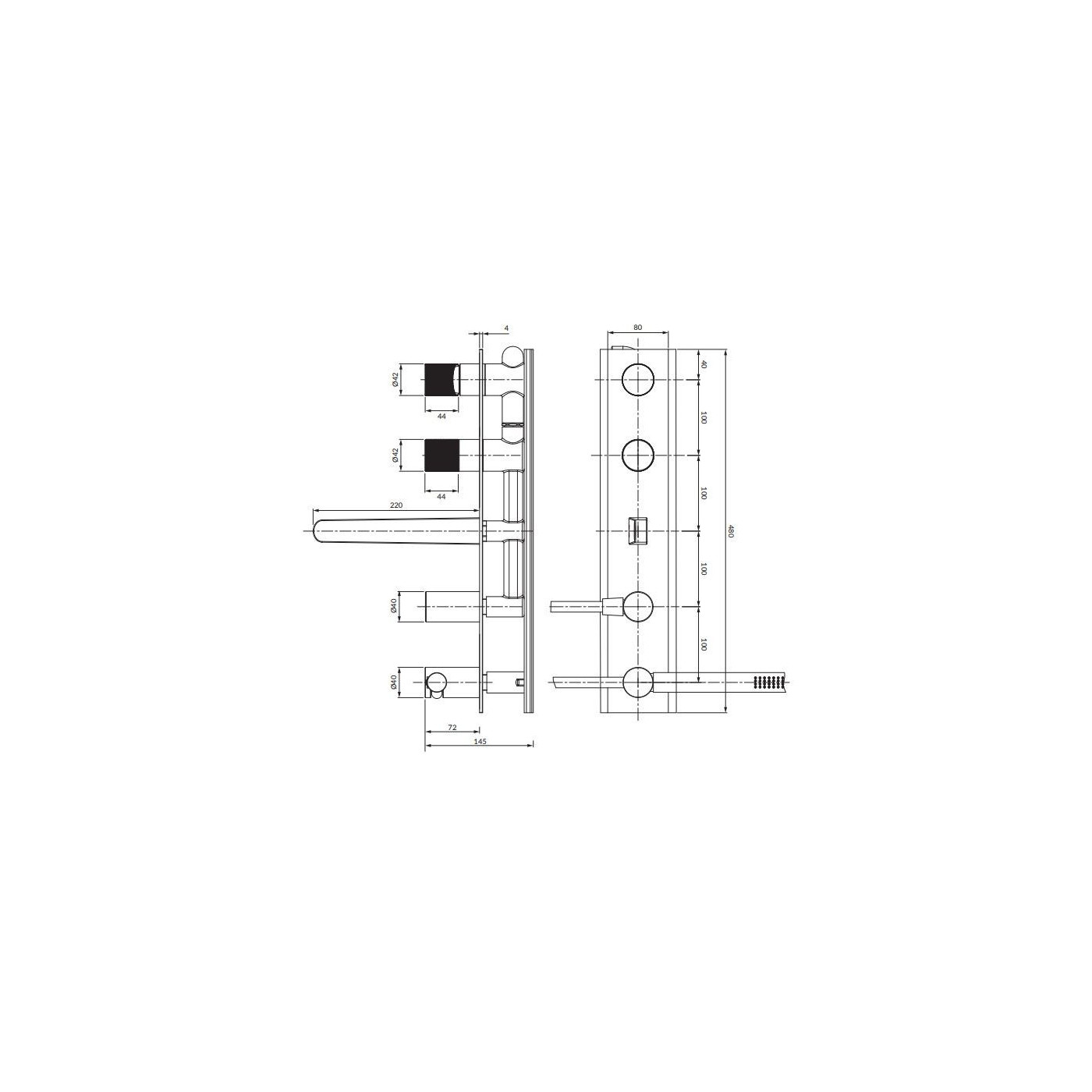Bateria Wannowa Podtynkowa Contour Miedź Szczotkowana CT8037/1CPB Omnires Bateria Wannowa Podtynkowa Contour Miedź Szczotkowana CT8037/1CPB Omnires