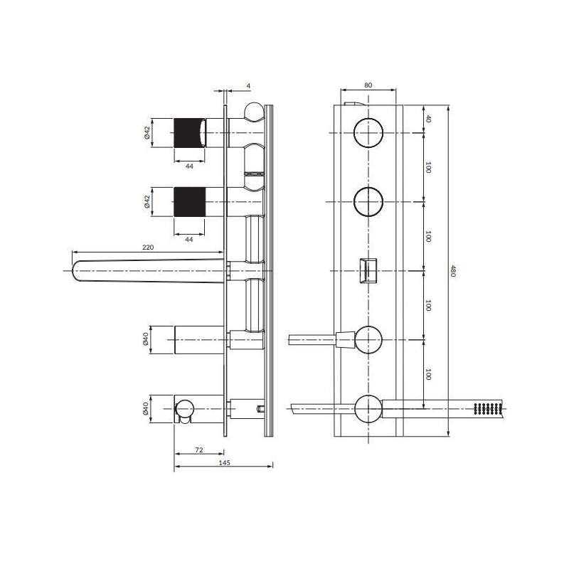 Bateria Wannowa Podtynkowa Contour Miedź Szczotkowana CT8037/1CPB Omnires Bateria Wannowa Podtynkowa Contour Miedź Szczotkowana CT8037/1CPB Omnires