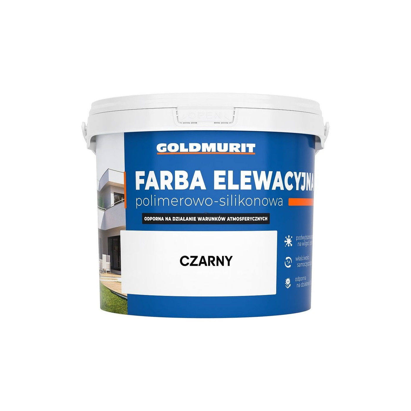 Farba Elewacyjna Polimerowo-Silikonowa Czarna 10l Goldmurit Farba Elewacyjna Polimerowo-Silikonowa Czarna 10l Goldmurit