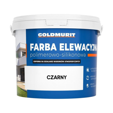 Farba Elewacyjna Polimerowo-Silikonowa Czarna 10l Goldmurit