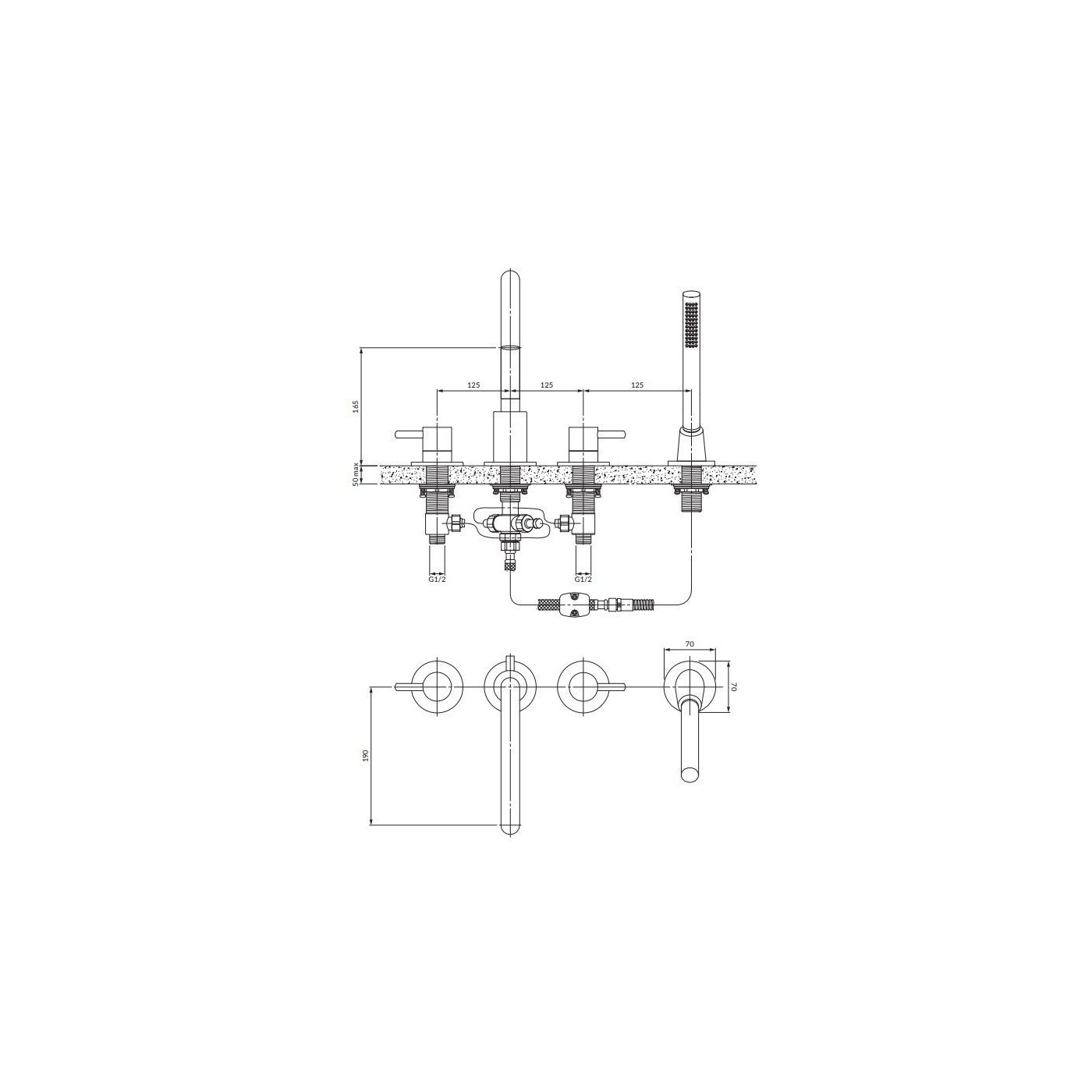 Bateria Wannowa Stojąca Y Miedź Y1232CP Omnires Bateria Wannowa Stojąca Y Miedź Y1232CP Omnires