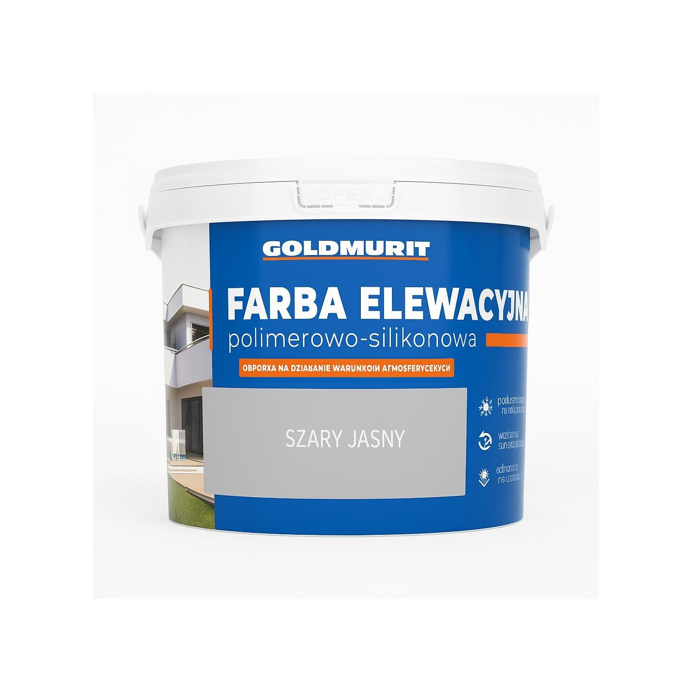 Farba Elewacyjna Polimerowo-Silikonowa Szary Jasny 10l Goldmurit Farba Elewacyjna Polimerowo-Silikonowa Szary Jasny 10l Goldmurit